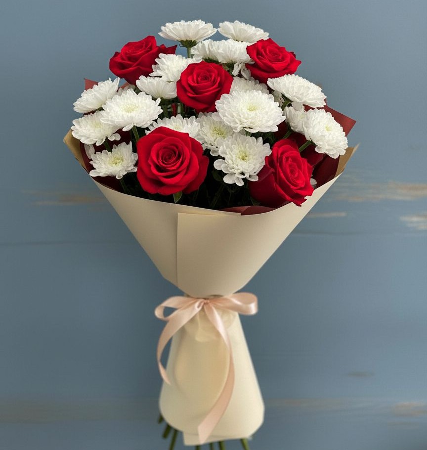 Букет цветов из: Розы и Хризантемы в Давыдовке