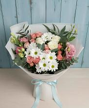 Букет цветов из:  Розы, Лизиантусы и Хризантемы в Давыдовке