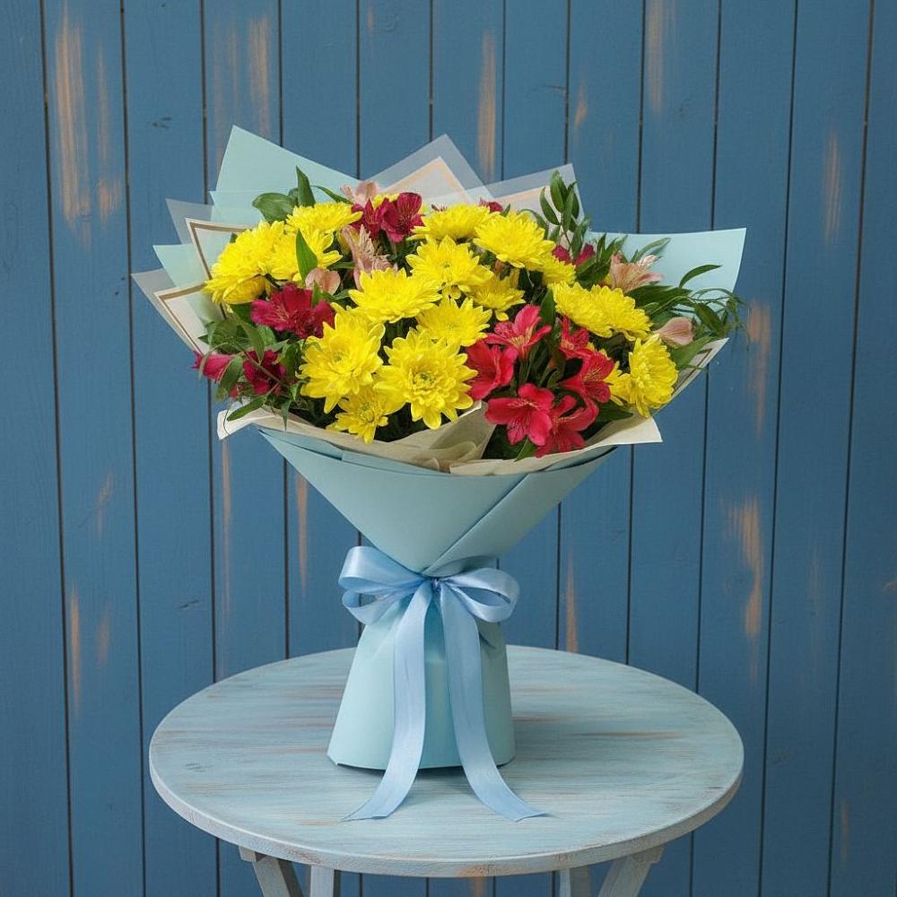 Букет цветов из: Альстромерии и Хризантемы в Давыдовке