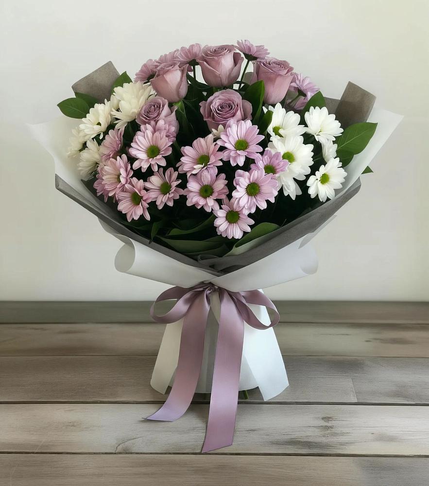 Букет цветов из: Хризантемы и Розы в Давыдовке