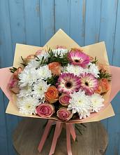 Букет цветов из:  Розы, Герберы и Хризантемы в Давыдовке