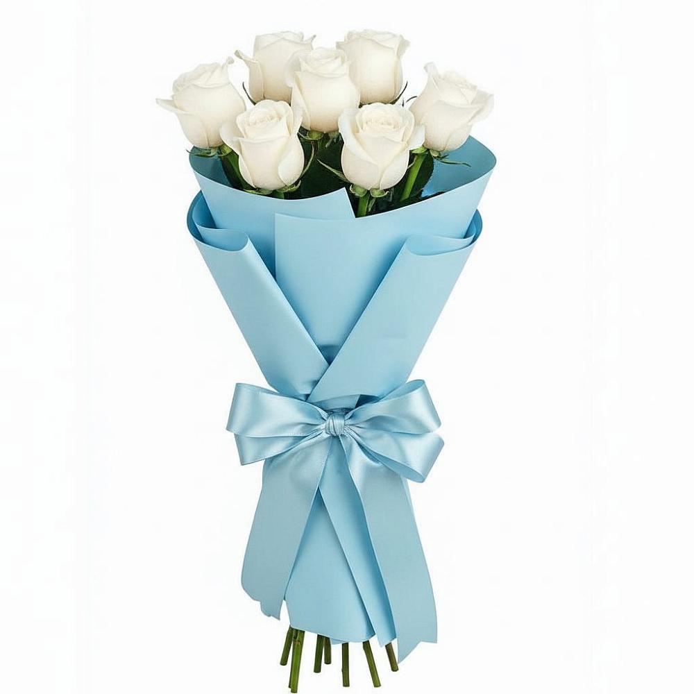 Букет 7 белых роз Проуд в Давыдовке