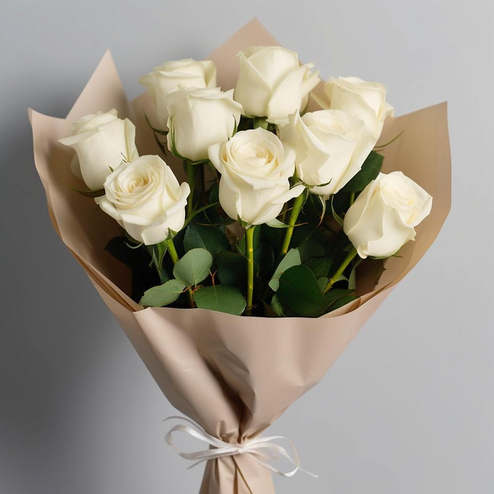 Букет 9 Белых роз Эдлесс Лав в Давыдовке