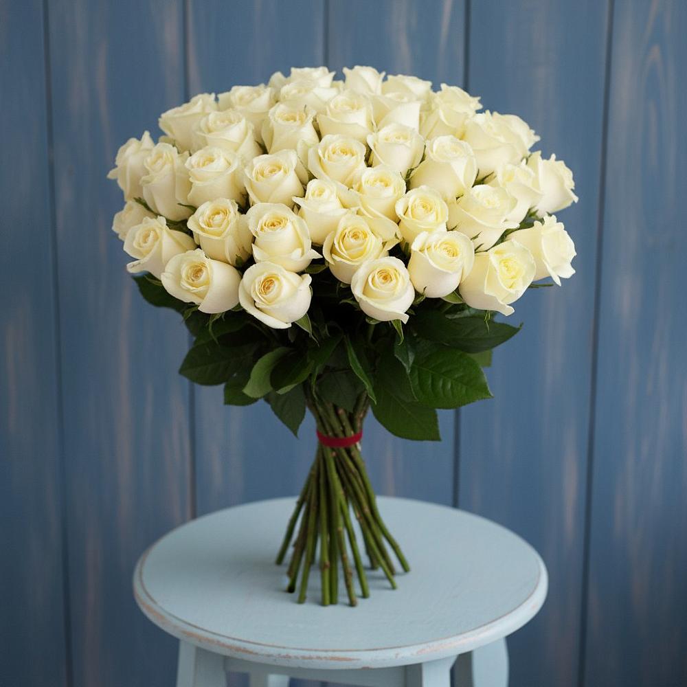 Букет 51 Белая роза Эдлесс Лав в Давыдовке