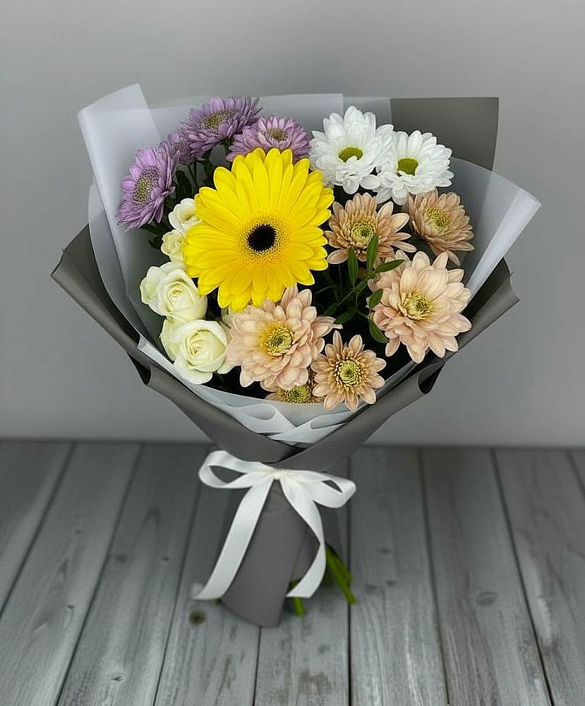 Букет цветов из: Розы, Герберы и Хризантемы в Давыдовке