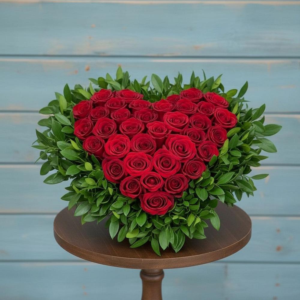 Цветочная композиция из Розы в виде сердца в Давыдовке