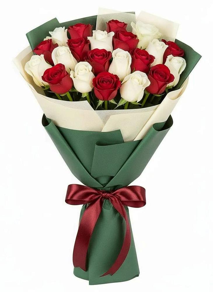Букет Микс из красных и белых роз в Давыдовке