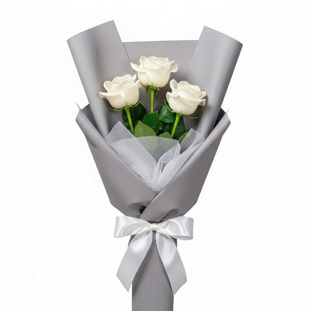 Букет 3 белые розы в Давыдовке