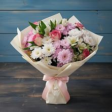 Букет цветов из:  Хризантемы, Альстромерии и Розы в Давыдовке