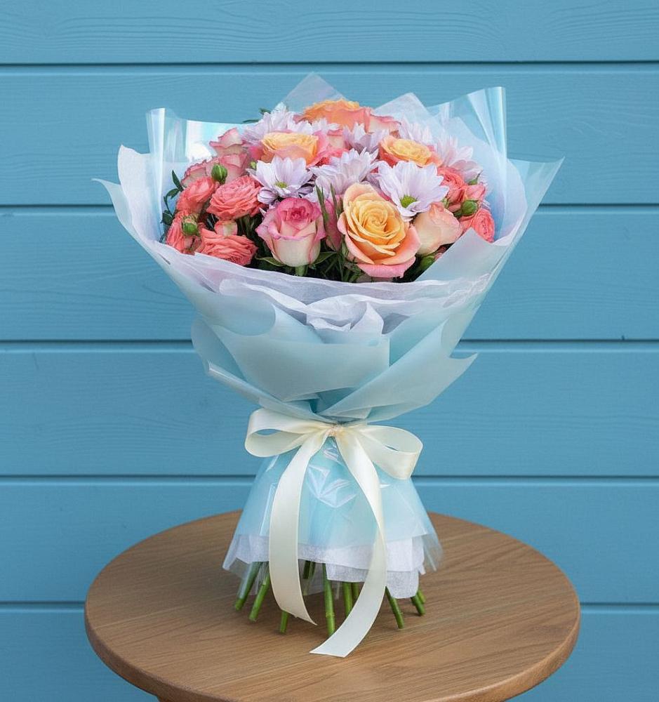 Букет цветов из: Хризантемы и Розы в Давыдовке