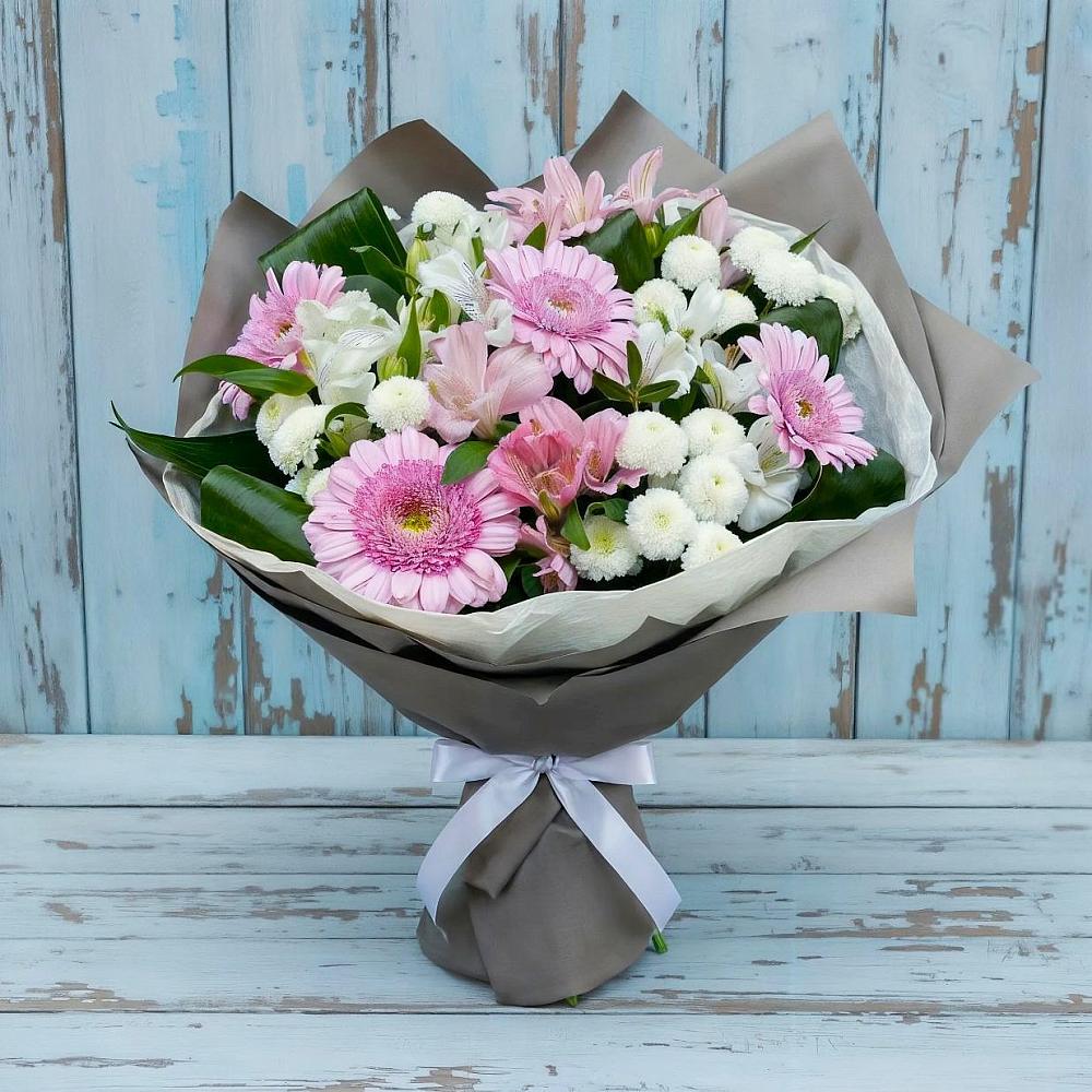 Букет цветов из: Герберы, Альстромерии и Хризантемы в Давыдовке