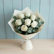Букет Белые розы в Эвкалипте в Давыдовке