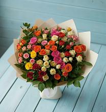 Букет Микс из разноцветных кустовых роз в Давыдовке